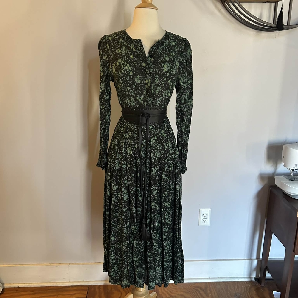 Floral Green Long Sleeve Dress